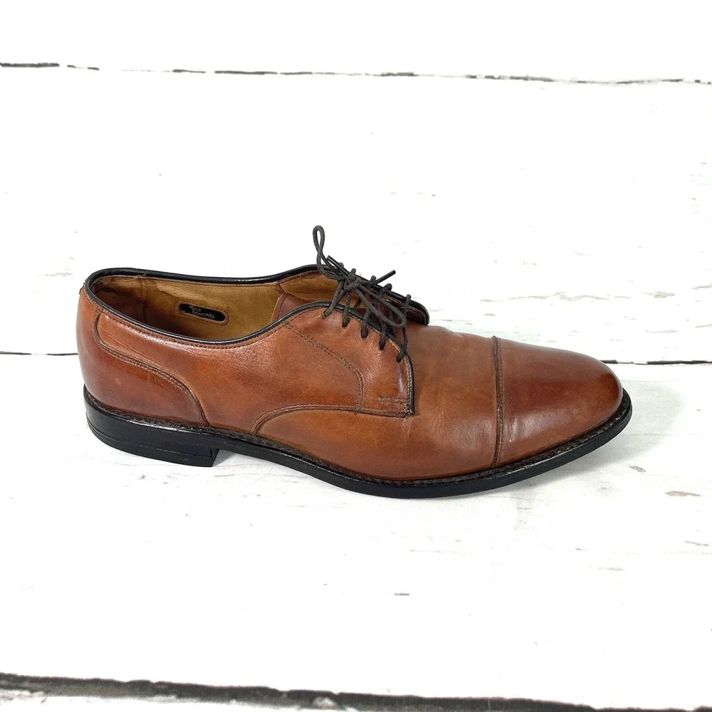 Allen Edmonds Margate Shoes Men's 10A Brown Oxfords Leather Cap Toe